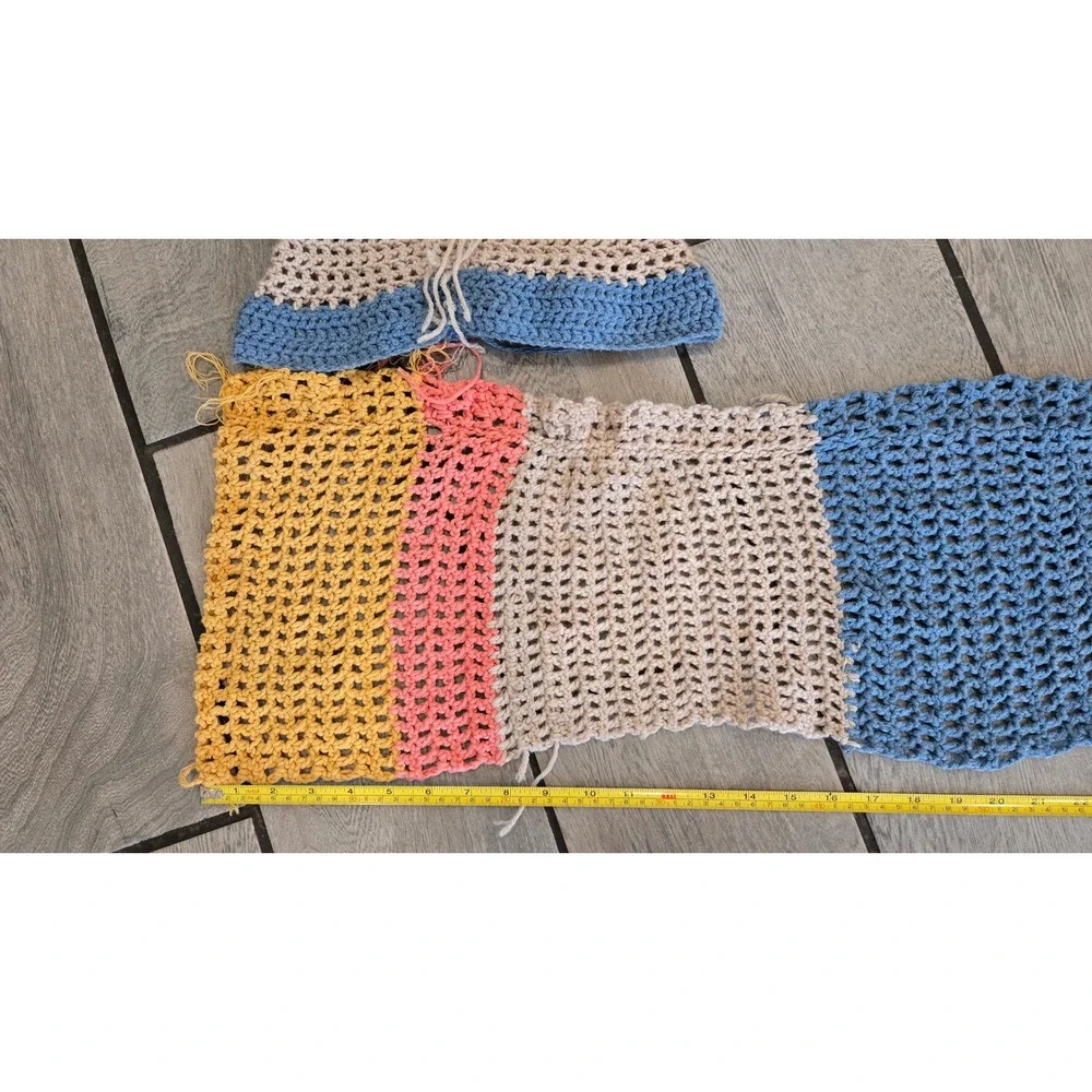 Handmade Crochet Unfinished Project Colorblock Mesh Top and Panel Set DIY